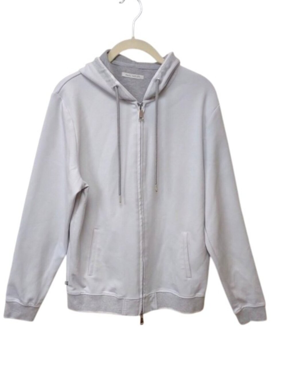 Paul Taylor Light Gray Two-Way Full-Zip Double Fabric Hooded Windbreaker Jacket